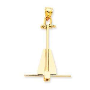   IceCarats Designer Jewelry Gift 14K Moveable Danforth Anchor Pendant