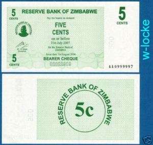 SIMBABWE / ZIMBABWE 5 Cent 2006 UNC P. 34  