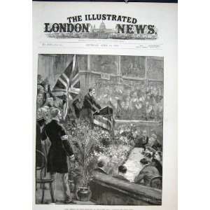  Irish Dlegates Albert Hall Union Jack London Print 1893 