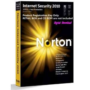  Norton Internet Security 2010 1 Year   3PCs   Product Key 