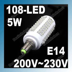   108 LED Screw Corn Energy Saving Light Bulb Lamp Cool White 200~230V