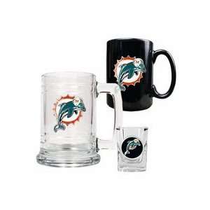 Miami Dolphins 15 oz. Tankard, 15 oz. Ceramic Mug and 2 oz. Shot Glass 