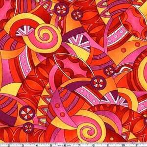  45 Wide Moonlight Dancing Swirl Red Fabric By The Yard 