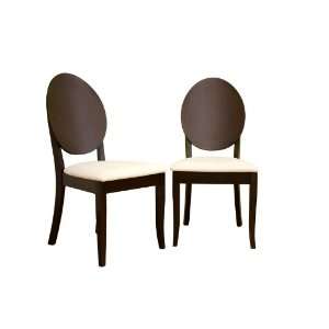  ALessia Dark Brown Wooden Dining Chair Set of 2