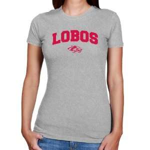  New Mexico Lobos Ladies Ash Logo Arch Slim Fit T shirt 
