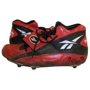  Ron Dayne Autographed Game Used Red Cleats   NFL 