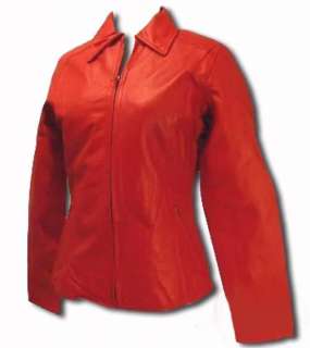   Womens Genuine Leather Fashion/Biker Jacket in RED MC625 SMALL  