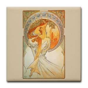  Alphonse Mucha   Poetry Fine art Tile Coaster by  