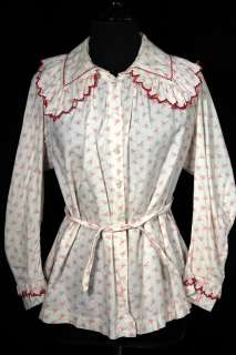 VERY RARE PLUS SIZE 46 FRENCH PROVENCE EDWARDIAN RED& WHITE COTTON 
