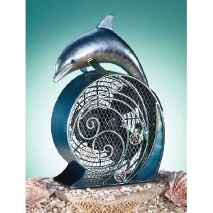  Deco Breeze Dolphin On Wave Figurine Table Desk Air Fan 