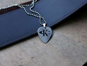   Chesney Inspired Hand Made Etched Guitar Pick Necklace   Nickel Silver