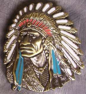Pewter Belt Buckle Old West Indian Warrior Chief NEW  