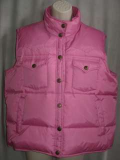   OUTFITTERS Womens Lg Pink Down Snap Front Western Puffer Vest  