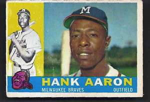 1960 Topps #300 Hank Aaron Milwaukee Braves VG/EX  