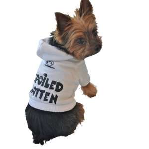   Ruff and Meow Dog Hoodie, Spoiled Rotten, White, Large