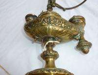 Antique Oil Lamp WILD & WESSEL Brass Bronze Student Harvard Aladdin 