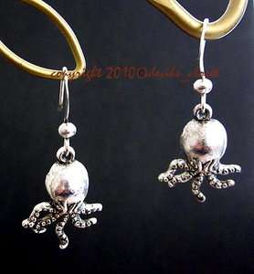 COOL Weired Octopus Antiqued Silver EMO PUNK EARRINGS  