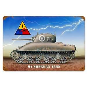  Sherman Tank Allied Military Vintage Metal Sign   Victory 