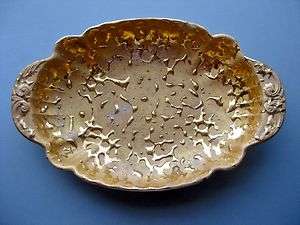Vintage Retro 24K Weeping Bright Gold Art Pottery Dish USA Biscuit 