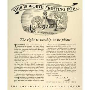   War II Ernest Norris Church Fight Worship   Original Print Ad Home