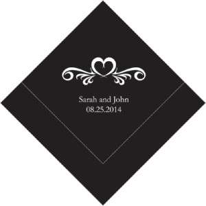 100 Heart Swirl Personalized Wedding Napkins  