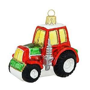 Red Tractor Glass Ornament