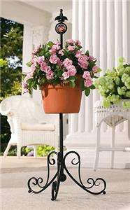 STANDING IRON PLANTER HOLDER WITH GLASS ACCENT NEW  