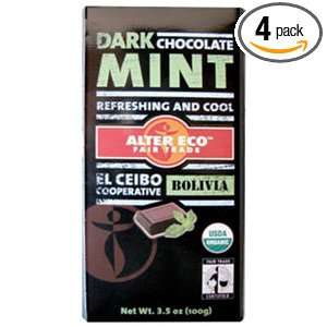 Alter Eco Dark Mint Chocolate Bar, 3.5 Ounce Bars (Pack of 4)  