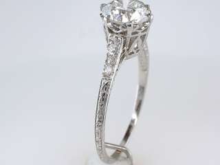   Antique 1.51ct Diamond Platinum Art Deco Engagement Wedding Ring