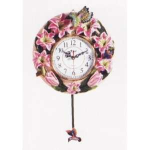  WATER LILLY 3 Dimensional Pendulum Wall Clock *NEW 