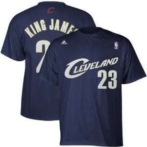  adidas Cleveland Cavaliers #23 LeBron James Navy Blue Net 