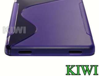 Screen LCD Protector + Purple TPU Wave Pattern Soft Case Cover For 