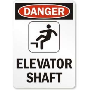  Elevator Shaft (with graphic) Laminated Vinyl Sign, 7 x 5 