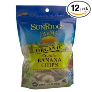 Sunridge Farms Organic Banana Chips, 5.5 Ounce Bags (Pack of 12)
