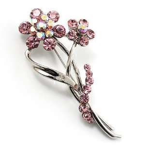  Pretty Diamante Light Pink Daisy Brooch Jewelry