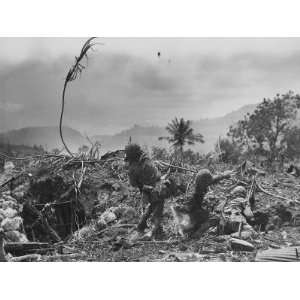  American Marine Hurls Hand Grenade Towards Japanese 