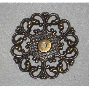 Amerock Ornate Cabinet Knob Backplate   2.5 Diameter   Antique Brass 
