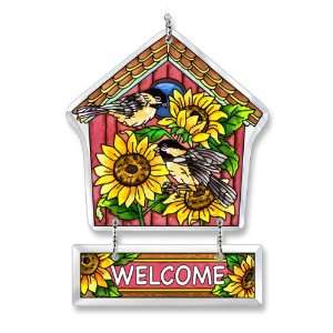 Amia 8425 Welcome Hand Painted Glass Suncatcher, 6 3/4 Inch by 4 3/4 