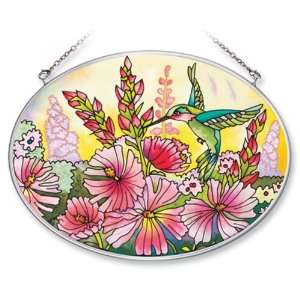Amia 7251 Hand Painted Glass Suncatcher with Hummingbird Design, 5 1/4 