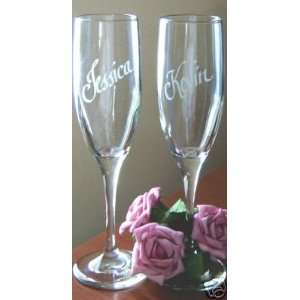  Personalized Wedding Champagne Flute Toasting Glasses 