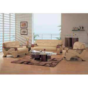    Global Furniture Cappuccino Leather Modern Sofa Set