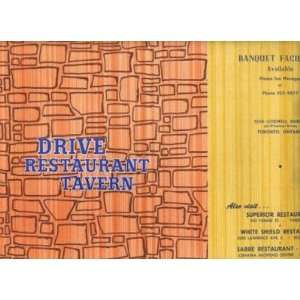   Drive Restaurant & Tavern Placemat Toronto Ontario 