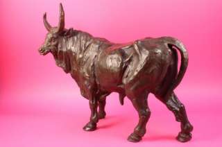 LARGE SIZE WALL STREET BRONZE BULL STATUE SIGNED BARYE SCULTURE FIGURE 