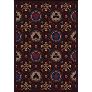  Joy Carpets Stacked Deck Burgundy Rectangle 3.90 x 5.40 