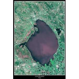  Laminated Lake Okeechobee, Florida satellite map poster 