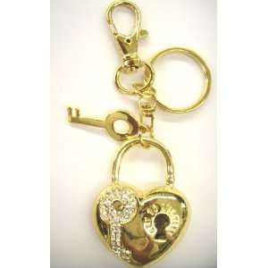  New Fashion Gold Love Lock with Key Keychain Everything 