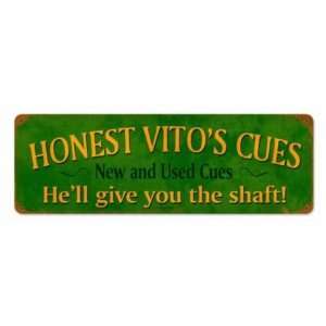  Honest Vitos Vintage Metal Sign Pool Bar Billiards