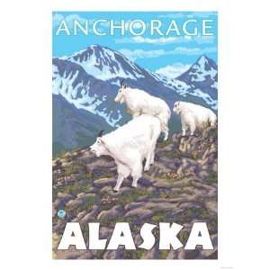 Mountain Goats Scene, Anchorage, Alaska Giclee Poster Print, 12x16 
