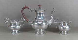 4pc Silver Plate Old English Reproduction 5pc Tea Set w/Waiters Tray 