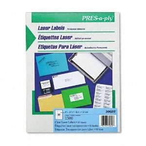  Products   Avery   Pres A Ply Laser Address Labels, 1 x 2 5/6, Clear 